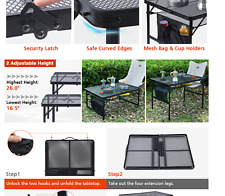 Folding Grill Table, 3x2 FT Portable Camping Table, Lightweight Height Adjustabl for sale  Shipping to South Africa