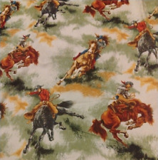 Vintage Curtains Cowboy Horses Rodeo Western Tab Top 2 Piece 39" X 59" for sale  Shipping to South Africa