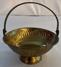 Vintage Brass Art Ware Basket Pot With Handle Trinket Holder AMC Made In India for sale  Shipping to South Africa