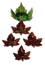 Juego de 5 hojas de cerámica de colección anidación de 5 verdes marrones 6"" x 5"" más grandes - 3"" x 3"" más pequeñas segunda mano  Embacar hacia Argentina