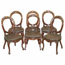 SUITE OF SIX VICTORIAN HAND CARVED MAHOGANY SPOON MEDALLION BACK DINING CHAIRS 6 for sale  Shipping to South Africa