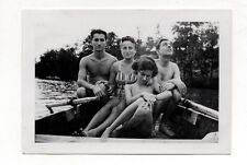 Photo-snapshot-boat rowing oar group lovers circa 1940 maillot bain d'occasion  Expédié en Belgium