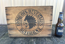 Caja de Madera Bebidas Iroquesas De Colección Jefe Indio Logotipos Botella Búfalo, Nueva York, usado segunda mano  Embacar hacia Mexico