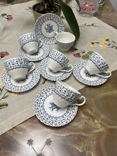 Royal Victoria Rose Bouquet - 6 X Tea Cups & Saucers - Blue Floral Vintage Set for sale  Shipping to South Africa