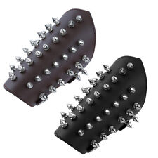 Unisex Faux Leather Metal Spikes Gauntlet Wristband Armband  Bracers Cuff Guards for sale  Shipping to South Africa