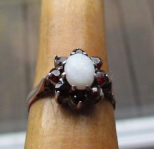 Hallmarked  Sterling Silver Opal And Garnet Cluster Ring Size L 1/4 for sale  Shipping to South Africa