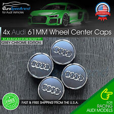 Audi cinza cromado 61mm aro de roda centro cubo tampas emblema 4 peças conjunto 8W0601170JG3 OE comprar usado  Enviando para Brazil