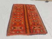 Antique Traditional Handmade Oriental Wool Orange Kilim Rug Carpet 190x140cm for sale  Shipping to South Africa