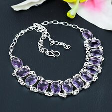 Used, Purple Amethyst Gemstone Handmade Jewelry 925 Sterling Silver Necklace 18" for sale  Shipping to South Africa