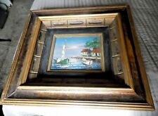 Vintage Framed Oil On Canvas Island Seascape Signed Original Art Painting  for sale  Shipping to Canada