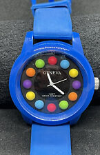 Relógio Geneva resistente à água bolhas coloridas pulseira azul nova bateria comprar usado  Enviando para Brazil