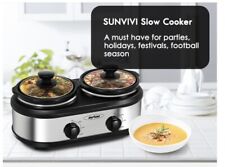 Panela lenta Sunvivi panela dupla, 2 potes pequenas mini servidor buffet crock e aquecedor comprar usado  Enviando para Brazil