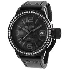 Usado, Relógio de quartzo masculino TW Steel Canteen 45mm triplo couro preto cristais TW912 comprar usado  Enviando para Brazil