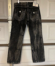 Usado, Jeans masculino True Religion reto preto lavagem ácida tamanho 36 x 34 costura interna comprar usado  Enviando para Brazil