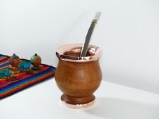 Taza de mate Algarrobo de madera + paja + regalo - té de yerba mate - hecho a mano - Argentina, usado segunda mano  Argentina 