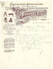 Francia Antigua Carta Decorada Pinguet Fils Máquinas Agrícolas Meru (Oise) 1921 segunda mano  Embacar hacia Argentina