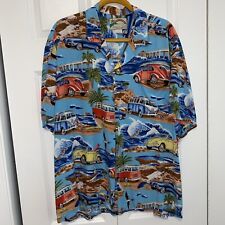 Camisa havaiana vintage Paradise Found 100% rayon masculina GG Volkswagen Bus Bug VW comprar usado  Enviando para Brazil