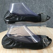 AGL Attilio Giusti Leombruni Shoes Womens 40 Ballet Flats Black Leather Peep Toe for sale  Shipping to South Africa