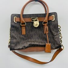 Bolsa satchel Michael Kors Hamilton EW em logotipo marrom com bolsa de pó $298 comprar usado  Enviando para Brazil