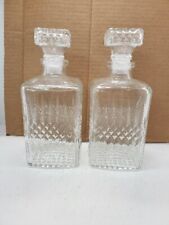 Two Beautiful Vintage Diamond Point  Crystal Glass Decanters W/Stoppers 9" Tall  for sale  Shipping to South Africa