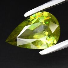 0.99ct 8.6x5.7mm Pear Natural Yellowish Green Sphene Gemstone, Adamantine Luster, used for sale  Shipping to South Africa