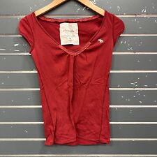 Camiseta Feminina Abercrombie & Fitch Manga Curta Vermelha Antiga Tamanho M, usado comprar usado  Enviando para Brazil