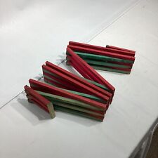 Vintage Wooden Christmas Tree Fence 8 Ft+ Red Green Foldable Putz Village, used for sale  Shipping to South Africa