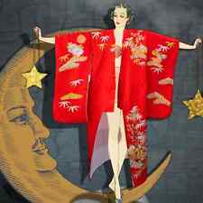 Vintage Red Silk Wedding Kimono Uchikake Embroidery Flowers Japan Irouchikake    for sale  Shipping to South Africa