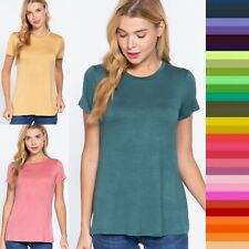 Camiseta para mujer de cuello redondo manga corta de rayos suaves calce relajado básica segunda mano  Embacar hacia Argentina