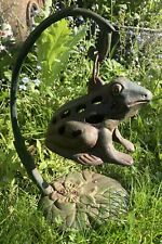 Antique Cast Iron Frog Lantern Hanging Tealight Holder Frog Over Lily Pad 1.9kg for sale  Shipping to South Africa