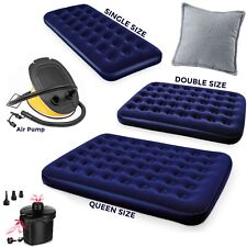 Double Single Airbed Flocked Camping Inflatable Mattress Air Bed Electric Pump for sale  Shipping to South Africa