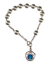 Bracelet Dizainier Ancien Argent Massif avec Médaille Religieuse Emaillée Bleue d'occasion  Fontenay-le-Comte