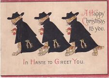 Louis Wain style, cats steal chickens, Christmas greeting card circa 1930 for sale  Shipping to South Africa