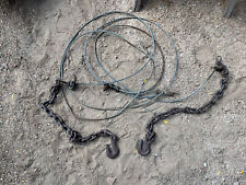 Used, Vtg 6' 3/8" Iron Chain w Hook Steel Cable Rigging Towing Crosby Clamp Steampunk for sale  Shipping to South Africa