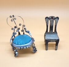 Vintage Folk Art Tin Beer Can Chair Scroll & Metal Chair Dollhouse Furniture for sale  Shipping to South Africa