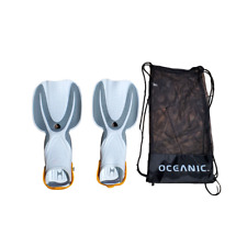 Barbatanas de mergulho Oceanic branco cinza laranja homens 9-13 mulheres 10-14 com bolsa de malha comprar usado  Enviando para Brazil