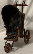 Lovely Victorian STYLE Wood & Leather Three Wheel Doll Pram Stroller for sale  Shipping to South Africa
