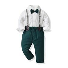 Conjunto de roupas formais infantis cavalheiro manga longa camisa branca + calças suspensórias comprar usado  Enviando para Brazil