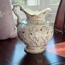 Used, Antique Floral Haynes Ware Washstand Pottery Pitcher Gold Detailing 7 In for sale  Shipping to South Africa