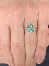 Used, 9ct Gold Victorian Style Turquoise And Diamond Cluster Ring￼ 1.5 Grams for sale  Shipping to South Africa
