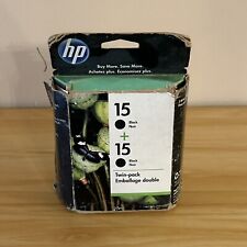 HP 15 Black Ink Cartridges Sealed Twin pack, used for sale  Shipping to South Africa