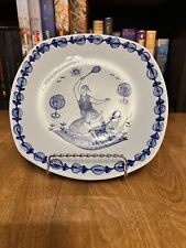 Stavangerflint Small Plate from Norway, Handpainted by Kari Nyquist • WhiteBlue for sale  Shipping to South Africa