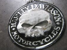 Metal Art Sign Harley Davidson Skull Man Cave Decor for sale  Shipping to South Africa