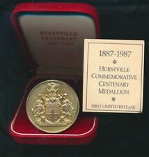 Usado, Australia: Medalla del Centenario de la Ciudad de Hurstville 1987 44 mm en estuche con certificado  segunda mano  Embacar hacia Argentina