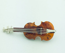 Broche/broche violino/violoncelo prata esterlina âmbar mel 2 1/4" comprar usado  Enviando para Brazil