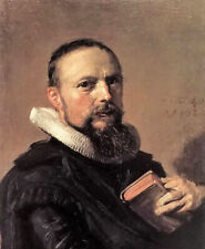 Oil painting frans hals - Portrait samuel ampzing with book in ancient on canvas for sale  Shipping to South Africa
