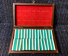 Vintage Two Tone Green & White Dominoes Complete w/ Vintage Case Box FREE SHIP for sale  Shipping to South Africa