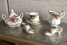 1962 Royal Albert Old Country Roses Tea Set Sugar Bowl Creamer Cup & Sauce 2 Sho for sale  Shipping to South Africa