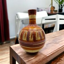 Art Pottery Ceramic Vase Hand Painted Tapered Design Mexico Orange 10.75" READ for sale  Shipping to South Africa