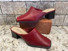 Naturalizer RED Leather Mule Clogs 2.5" Heels Slip On Square Toe 7.5 Wide Nice!, used for sale  Shipping to South Africa